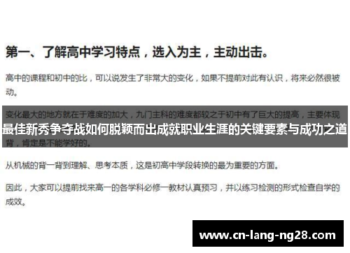最佳新秀争夺战如何脱颖而出成就职业生涯的关键要素与成功之道